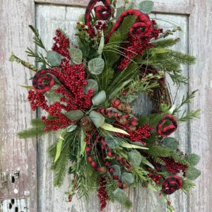 Red Buffalo and Berries Wreath