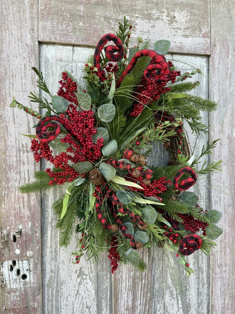 Red Buffalo and Berries Wreath
