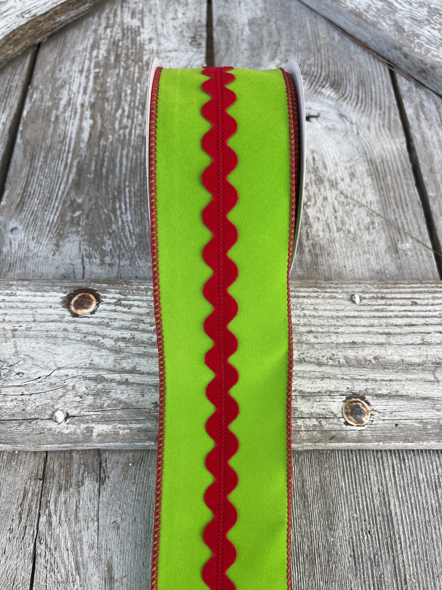 2.5″ Green Velvet Rick Rack Center Ribbon Kelea's Florals