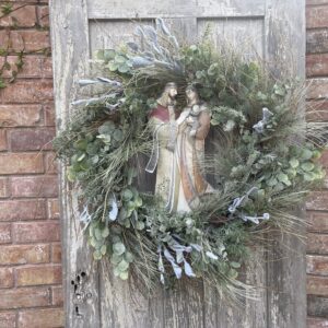 Pink and Gold Nativity Wreath