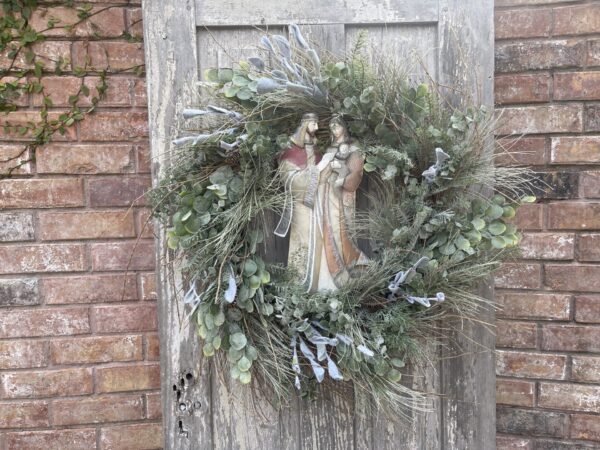 Pink and Gold Nativity Wreath