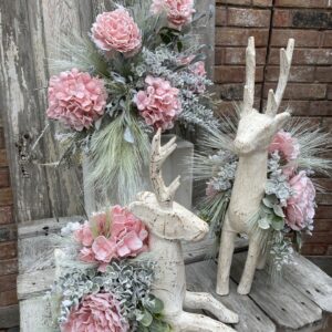 Pink Winter Deer Floral Decor