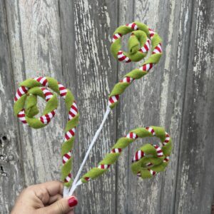 Red White Green Felt Stripe Spiral Curly Spray 84748RDWTGN