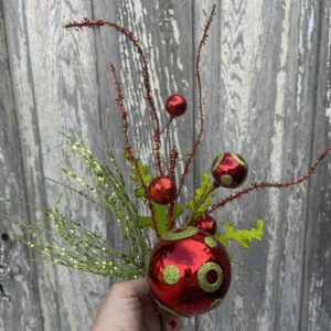 Shiny Ball Dot Glit Pine Pick 81523sp14