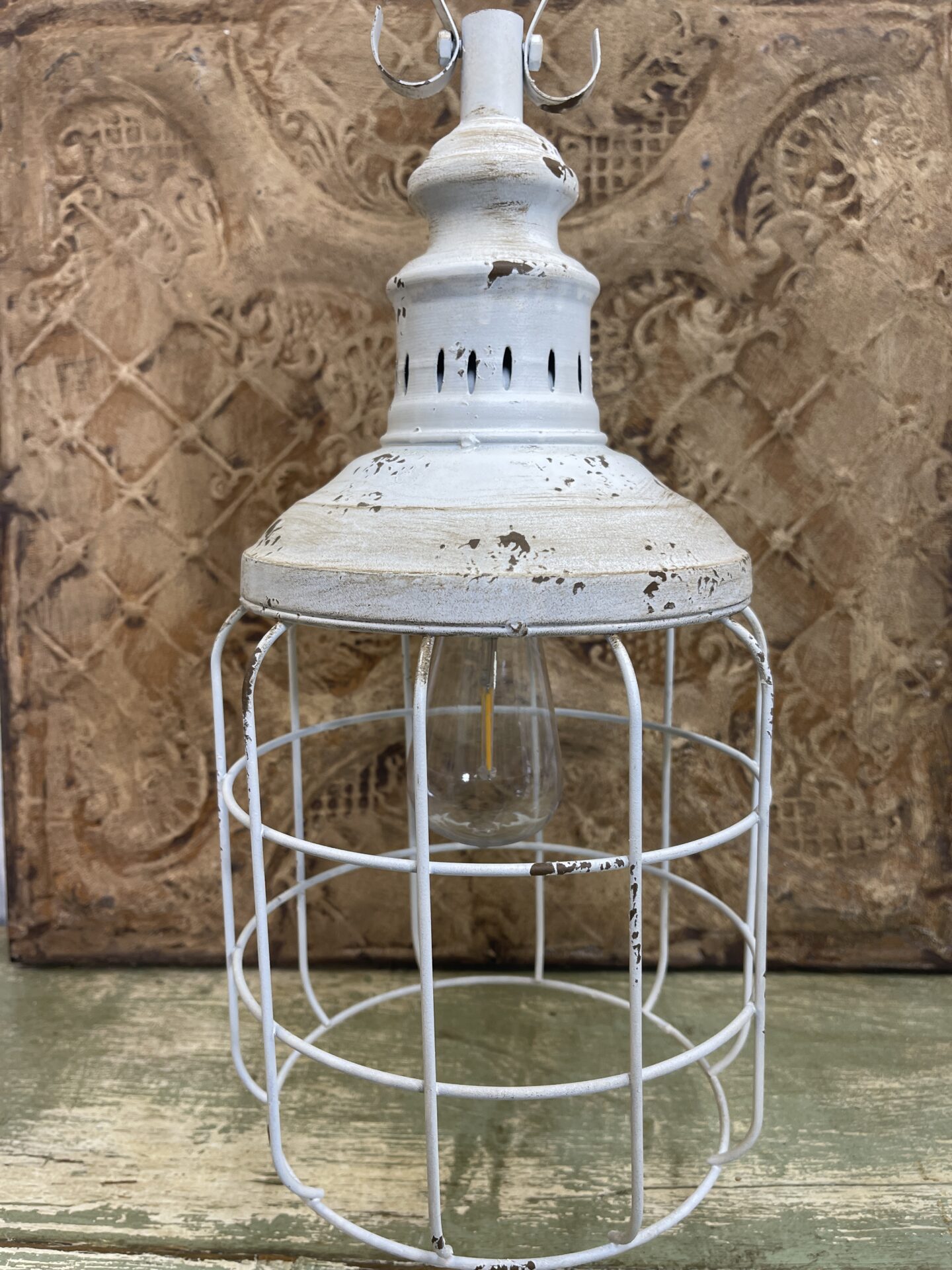 White Metal Cage Lantern Kelea's Florals