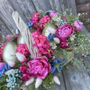 Floral Basket with gold eggs