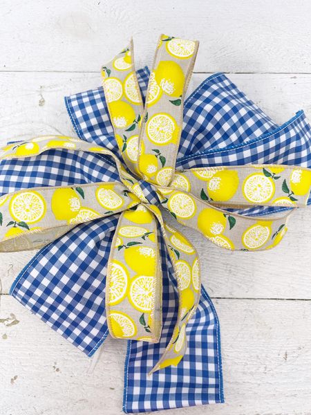 Blue with white check and lemons bow