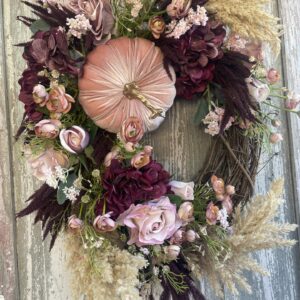 Pink Pumpkin Fall Wreath