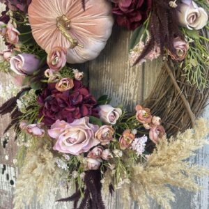 Pink Pumpkin Fall Wreath