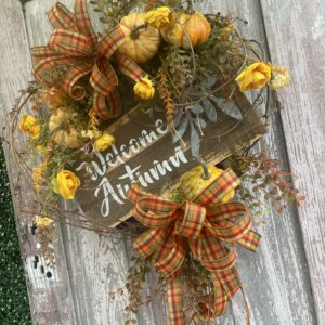Oval Pumpkin Welcome Autumn Wreath