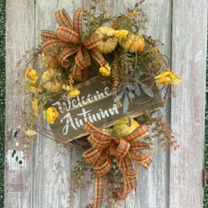 Oval Pumpkin Welcome Autumn Wreath