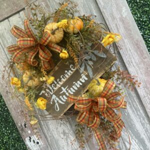 Oval Pumpkin Welcome Autumn Wreath