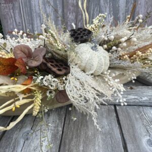 Fall Cream Pumpkin Low Centerpiece