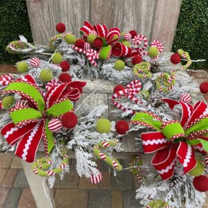 Christmas Whimsical Green and Red Garland