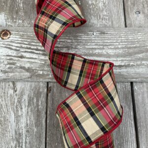 2.5" Holiday Tradition Dupioin Plaid Wired Ribbon 93340w-750-40f