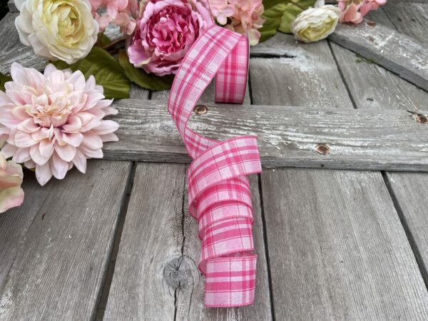 1.5_ Pink White Montana Plaid Ribbon 41110-09-44