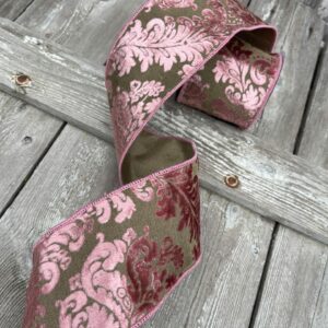 4" Rose Velvet Filigree Deluxe Wired Ribbon 94107w-022-10d