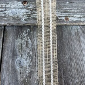 2.5" Cream Burlap Weave Double Stripe Wired Ribbon 47473-40-15