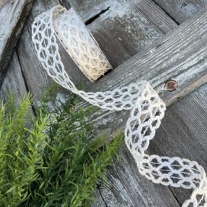 1.5" White Open Weave Wired Ribbon 47386-09-01