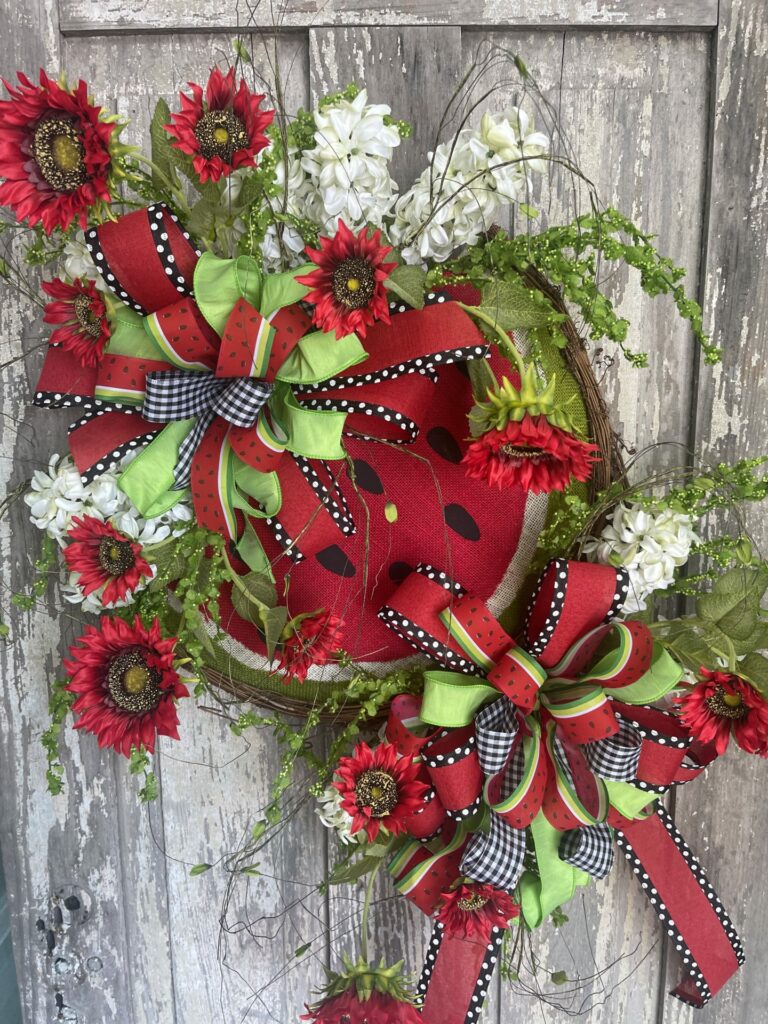 Watermelon door hanger with 2 bows