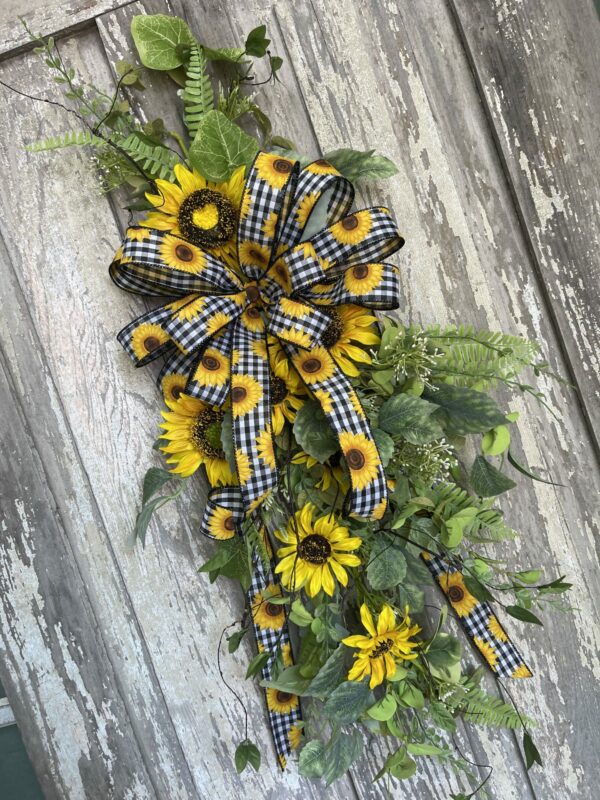 Sunflower Swag with Check Bow