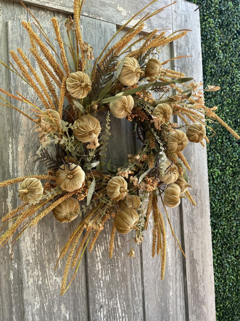 Fall Velvet Pumpkin Wreath
