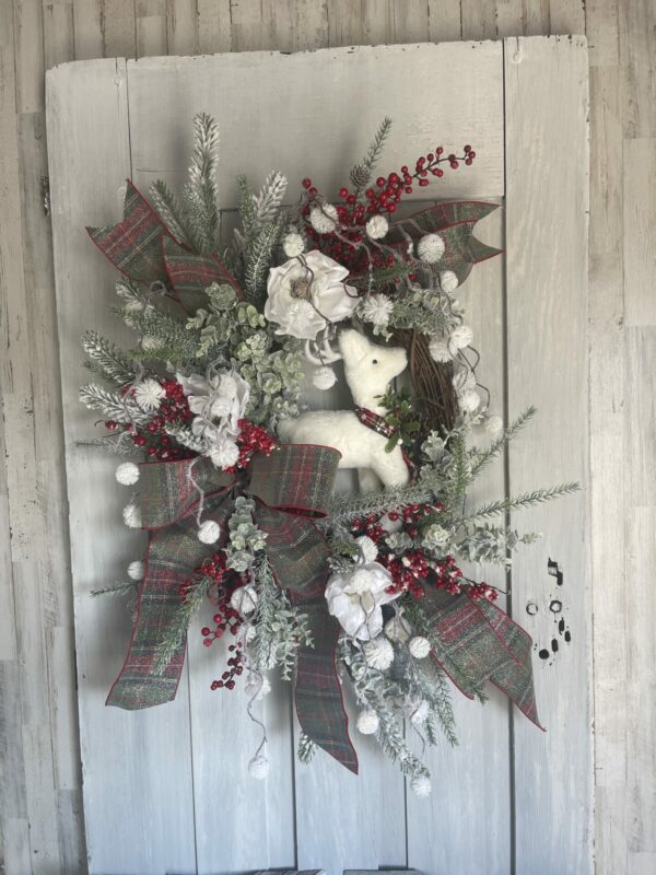 Christmas Snowy Deer Wreath