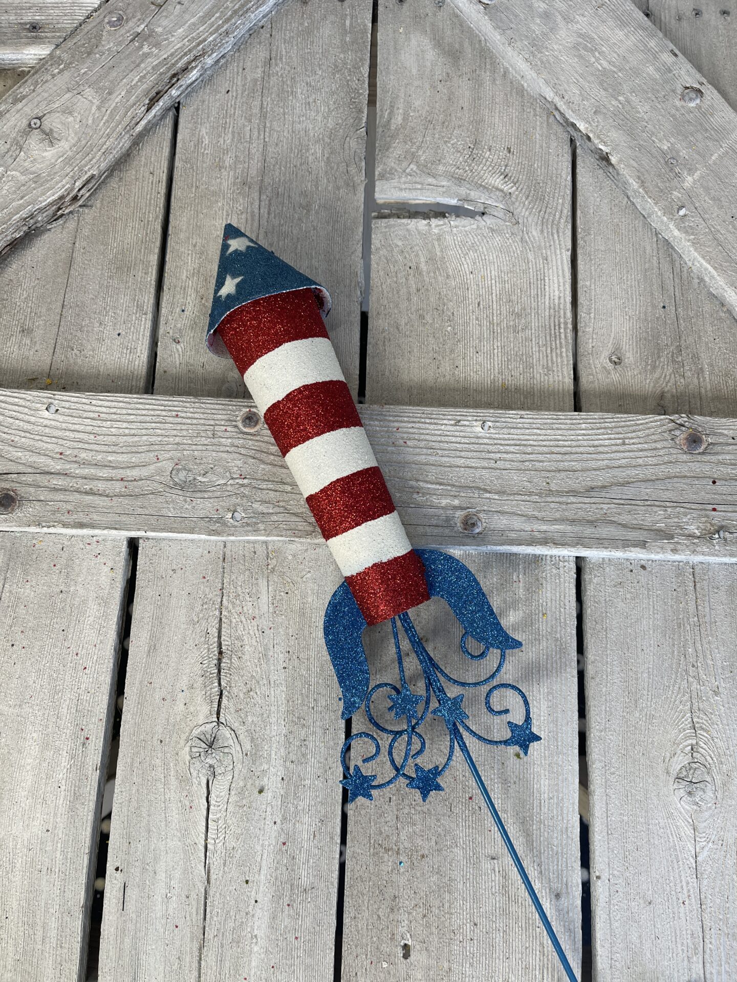 Red White and Blue Metal Rocket - Kelea's Florals