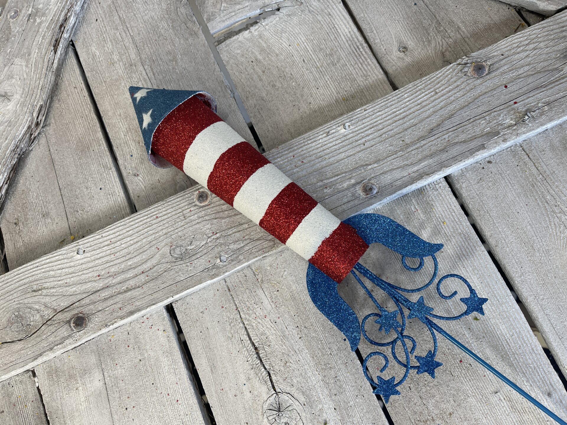 Red White and Blue Metal Rocket - Kelea's Florals