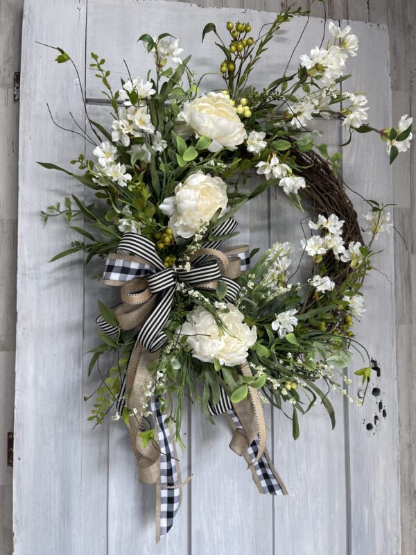 White Peony Garden Wreath