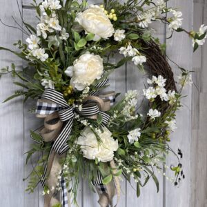 White Peony Garden Wreath