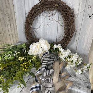 White Peony Garden Wreath Supplies