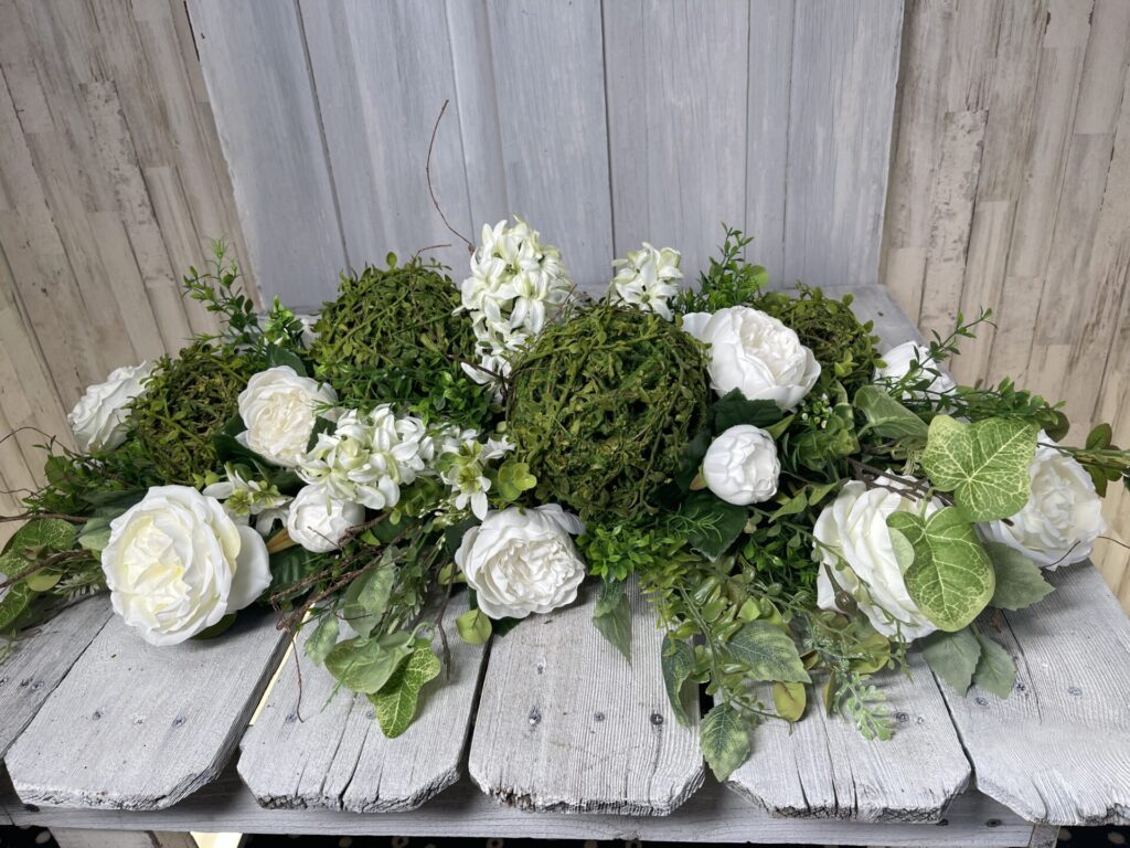 White Cottage Cloud Vine Ball Arrangement