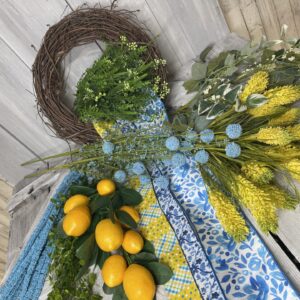 Sunshine and Blue Lemon Wreath Supplies
