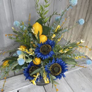 Blue Sunflower Lemon Arrangement