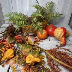 Fall Classic Ferns and Pumpkins Arrangement Supplies