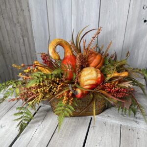 Fall Classic Ferns and Pumpkins Arrangement
