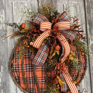 Plaid Pumpkin Deluxe Door Hanger