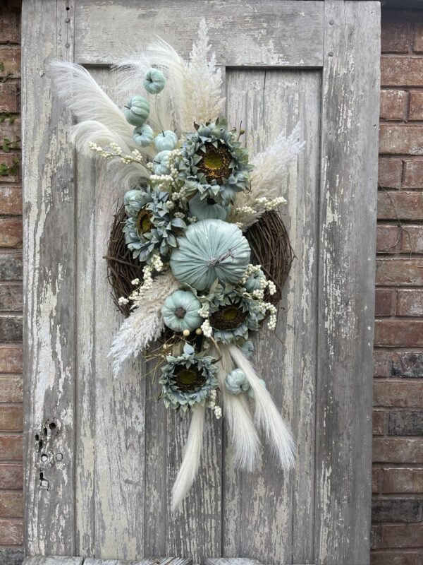 Boho Pumpkin Wreath in Teal