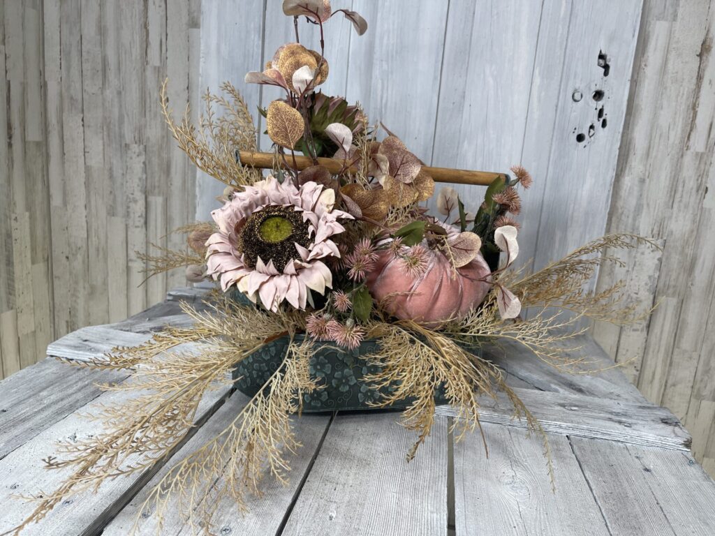 Cottage Pink Pumpkin Arrangement
