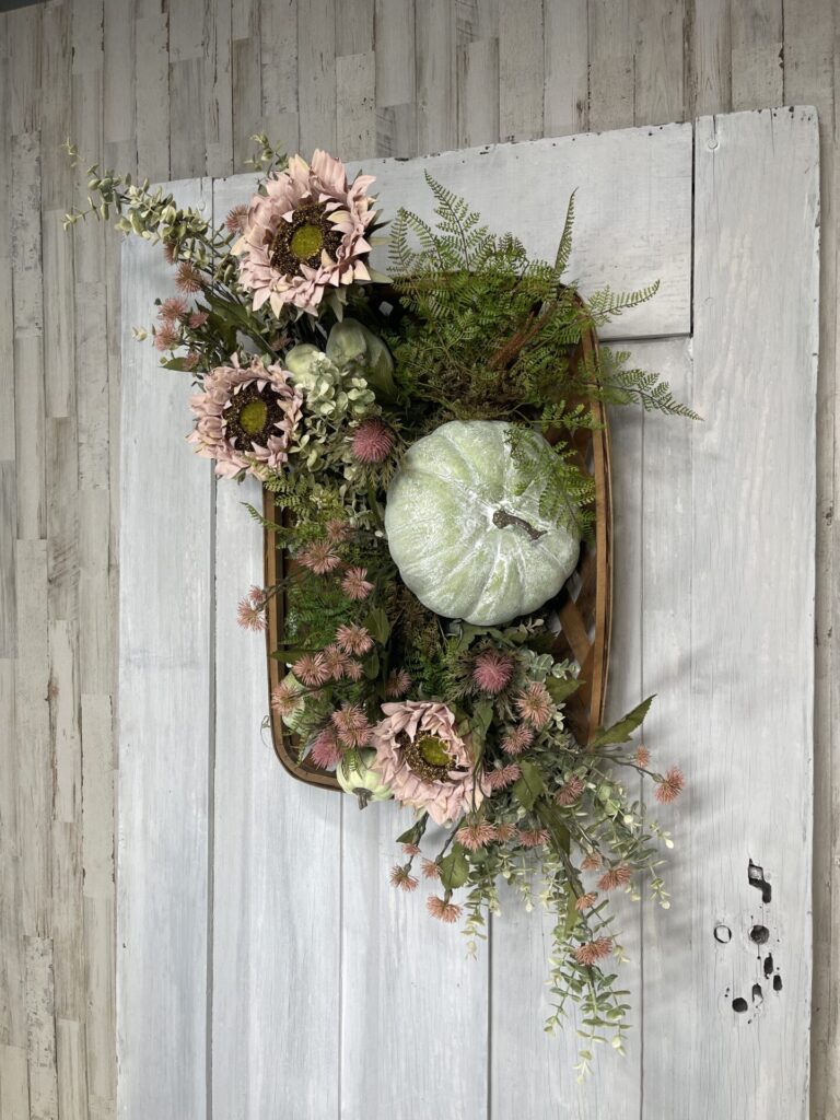 Pink Florals Cottage Door Basket