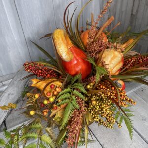 Fall Classic Ferns and Pumpkins Arrangement