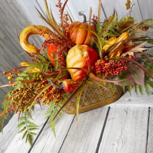 Fall Classic Ferns and Pumpkins Arrangement