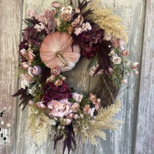 Pink Pumpkin Fall Wreath