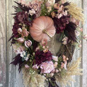 Pink Pumpkin Fall Wreath