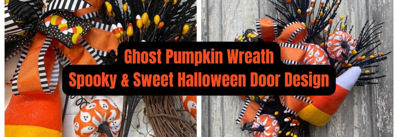 Ghost Pumpkin Wreath Spooky & Sweet Halloween Door Design