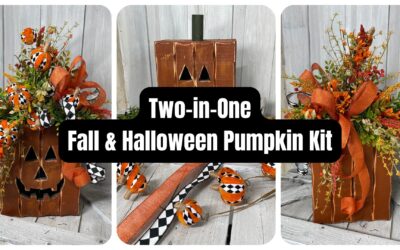 Reversible Fall-to-Halloween Wooden Pumpkin Kit | Double-Sided Seasonal Decor