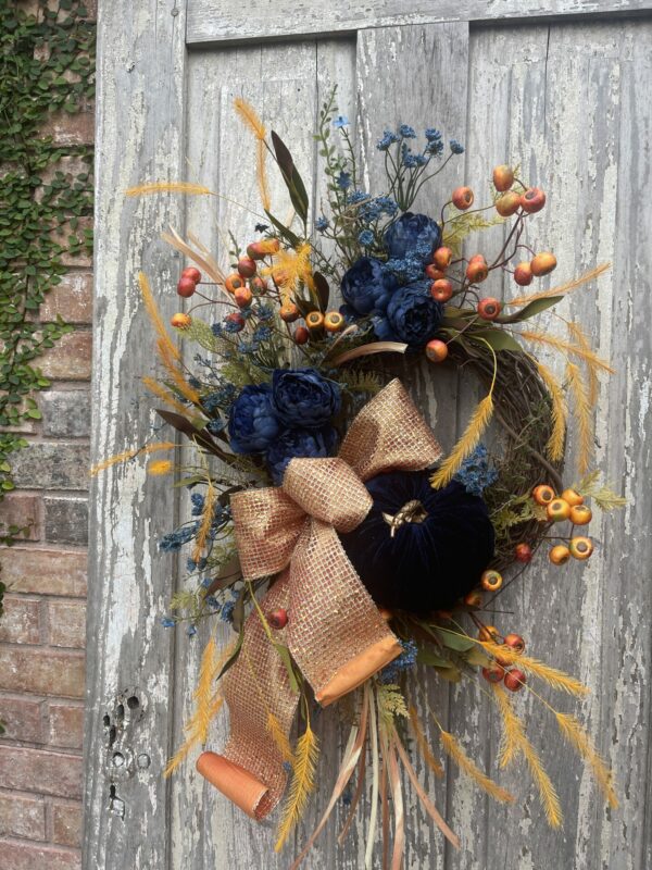Rustic Glam in Blue Fall Wreath
