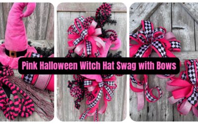 Pink Witch Hat Swag with Bows