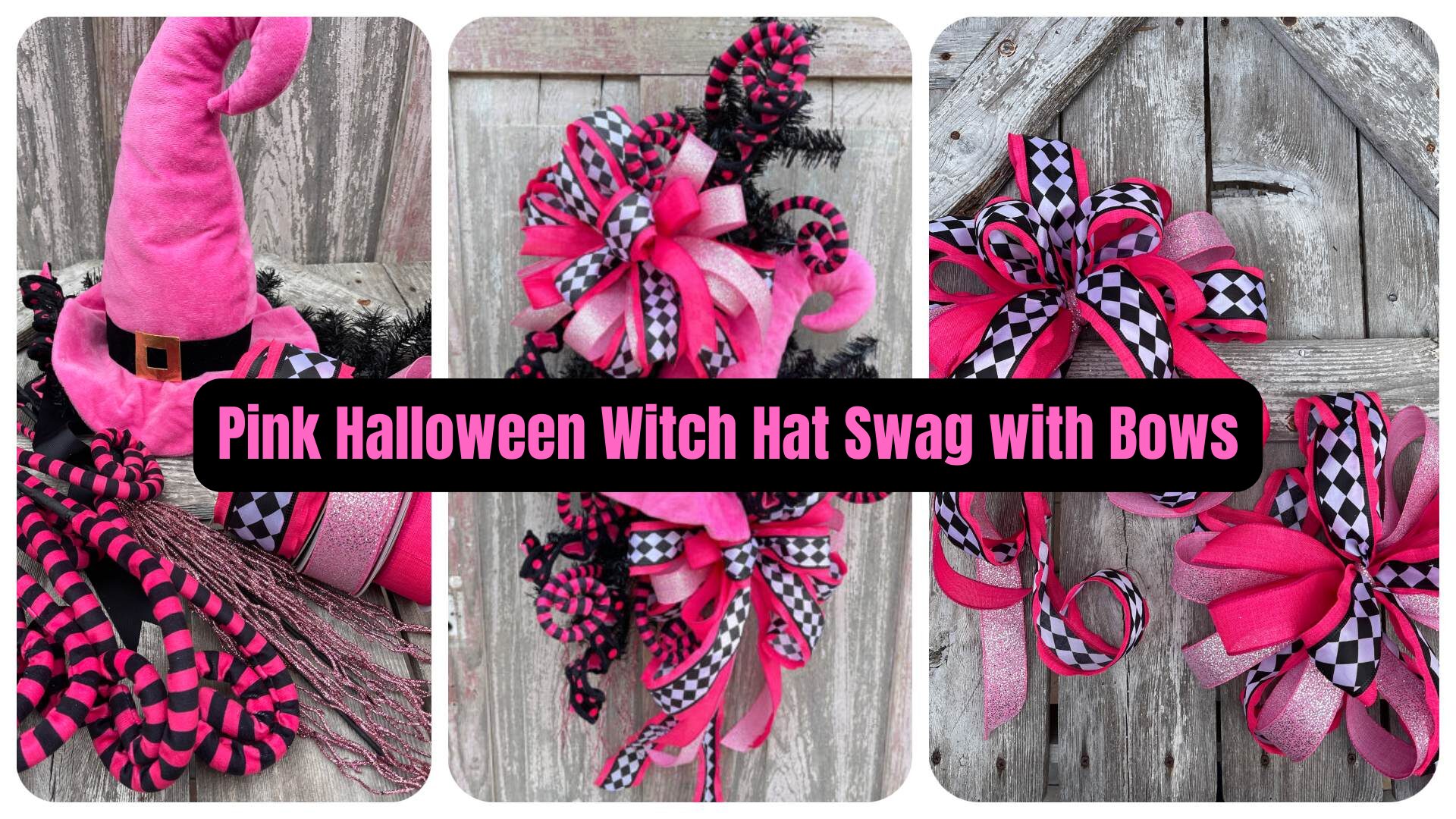 Pink Halloween Witch Hat Swag with Bows